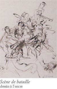 Jules Machard, scène de bataille, esquisse