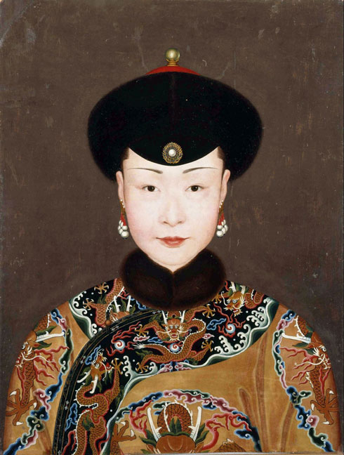 Jean-Denis Attiret, Portrait de Ulanara, la deuxième épouse de l'empereur chinois Qianlong (1736–1795), huile sur papier de Jean-Denis Attiret, vers 1750. Musée des Beaux-Art de Dole