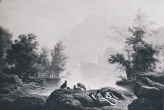 Jean-Pierre Péquignot, Paysage avec fleuve et bergers.
